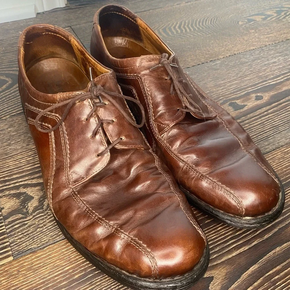 JOSEF SEIBEL LEATHER MENS SZ 47/13 DRESS SHOE OFFICE CHURCH CLASSIC RUBBER SOLE‎